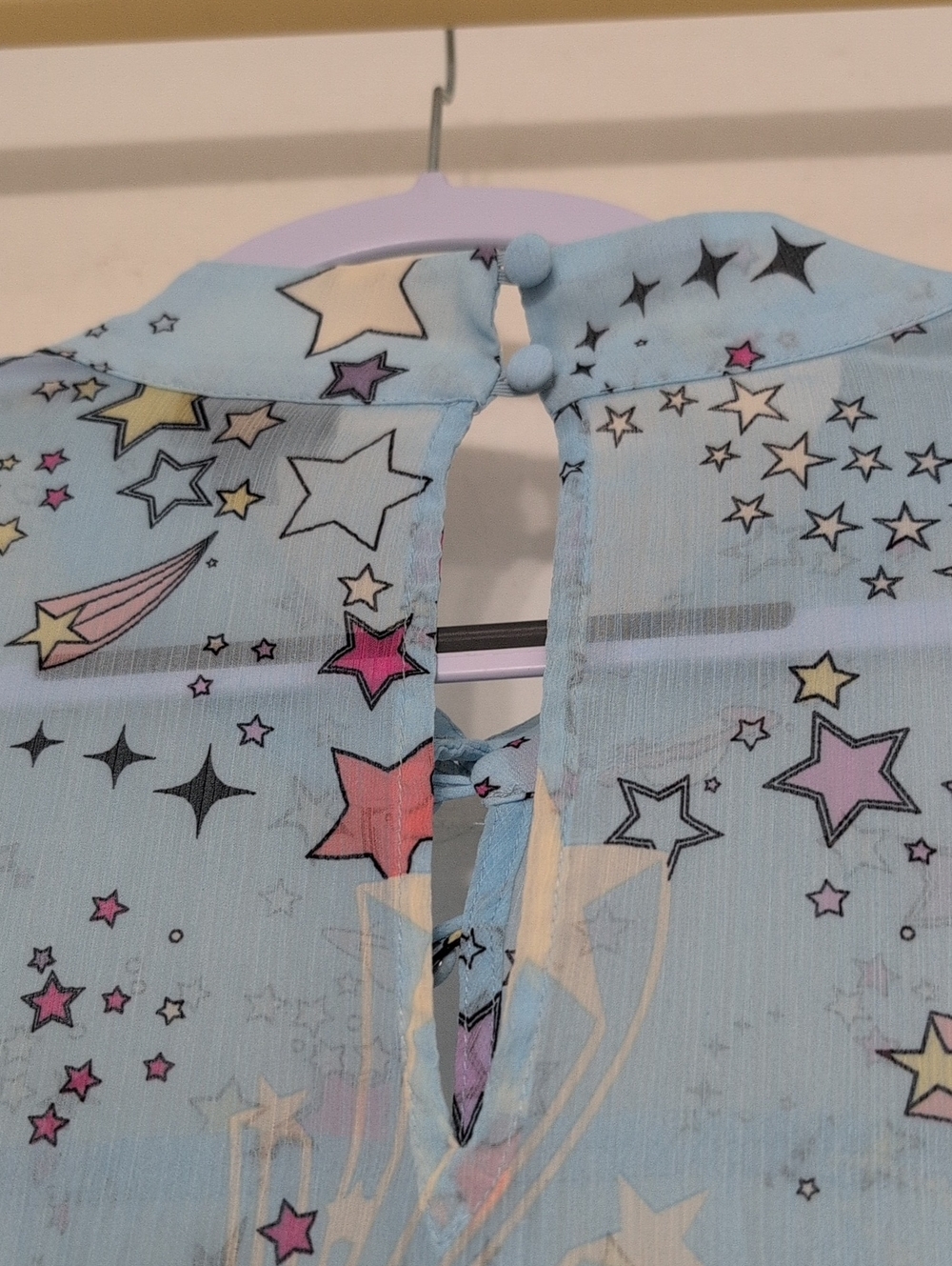 Torrid Light Blue Star-Print Button Down Blouse - Picture 4 of 7
